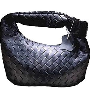 Woven Handbag, Knotted Clutch Bag for Women Soft Leather Hobo Bag Fashion Mini C
